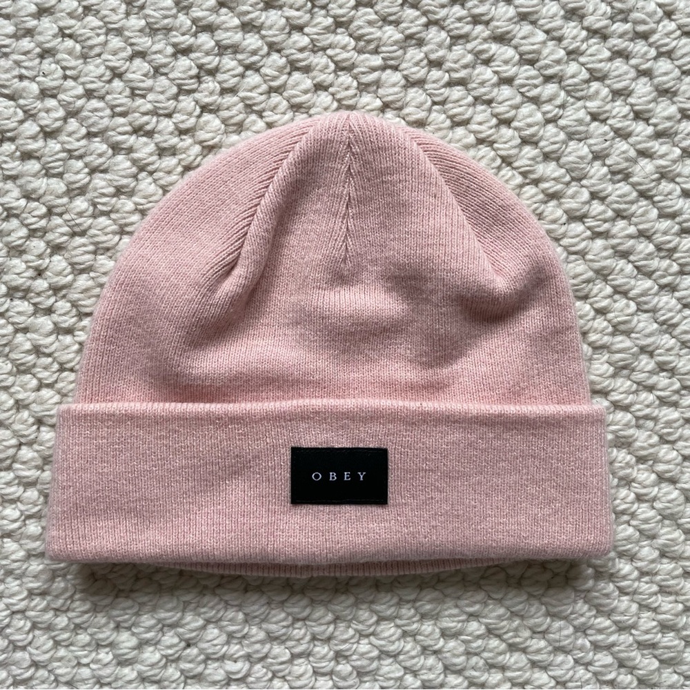 Obey Light Pink Beanie